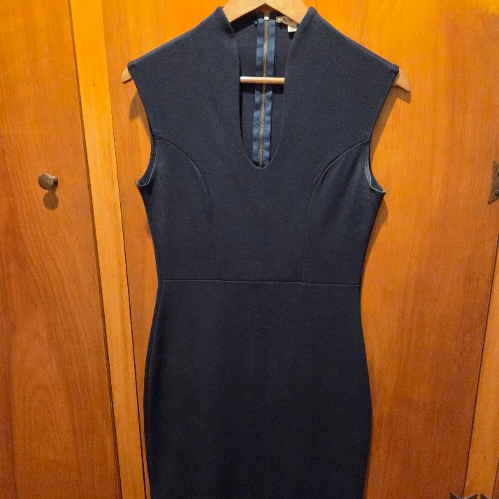 Rolla Coster Navy Blue Sleeveless Bodycon Dress Back Zip Size Large